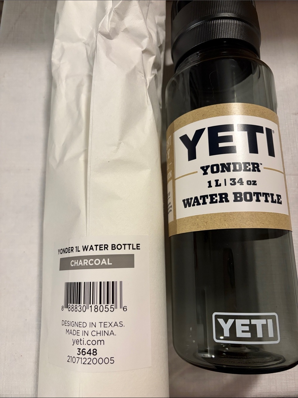 Yeti Yonder Charcoal Plastic Water Bottle with Black Cap
